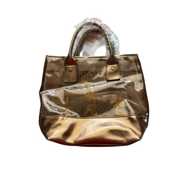 Guess by Marciano Brown Tote with Mesh Design and Leather Accents - Picture 5 of 7